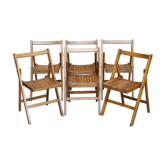Suite de six chaises pliantes steamer en chêne anglais circa 1900-1920