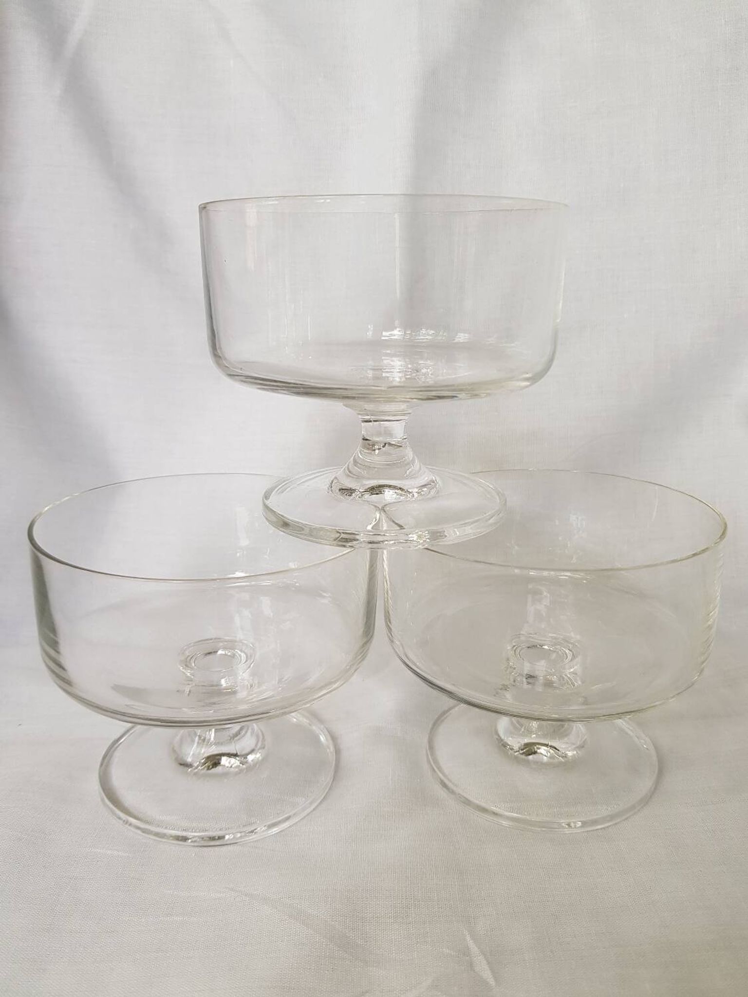 Ensemble de 3 tasses à dessert vintage en verre