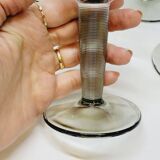 8 Bormioli Rocco Vintage Crystal Water Glasses with Grooved Grey Base