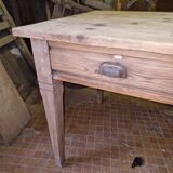 Oak and pine table with two drawers