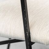 Ensemble de salon vintage avec canapé et fauteuils en métal et tissu, modernisme des années 1970.