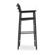 Set of 5 classic bar stools with black leather and rubber backing.