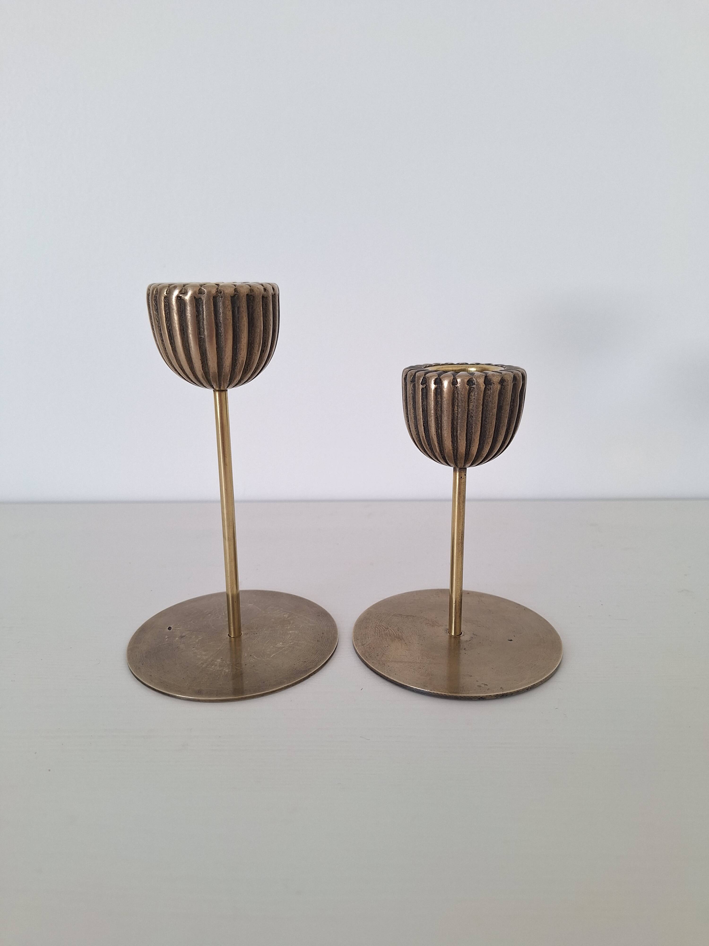 Vintage gold tulip candle holder