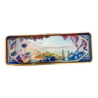 Tin box with seaside decoration