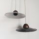 Pair of vintage enamelled sheet metal industrial pendant lights