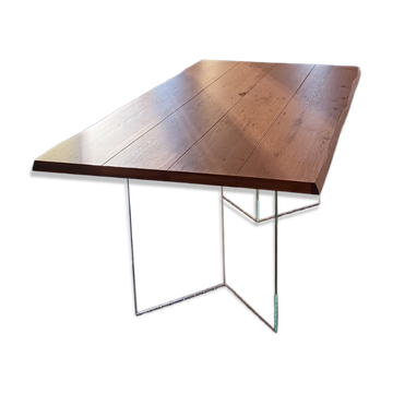 Table en chêne et verre