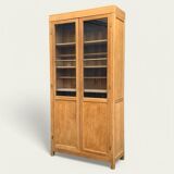 Parisian glass cabinet in solid raw oak, 1950