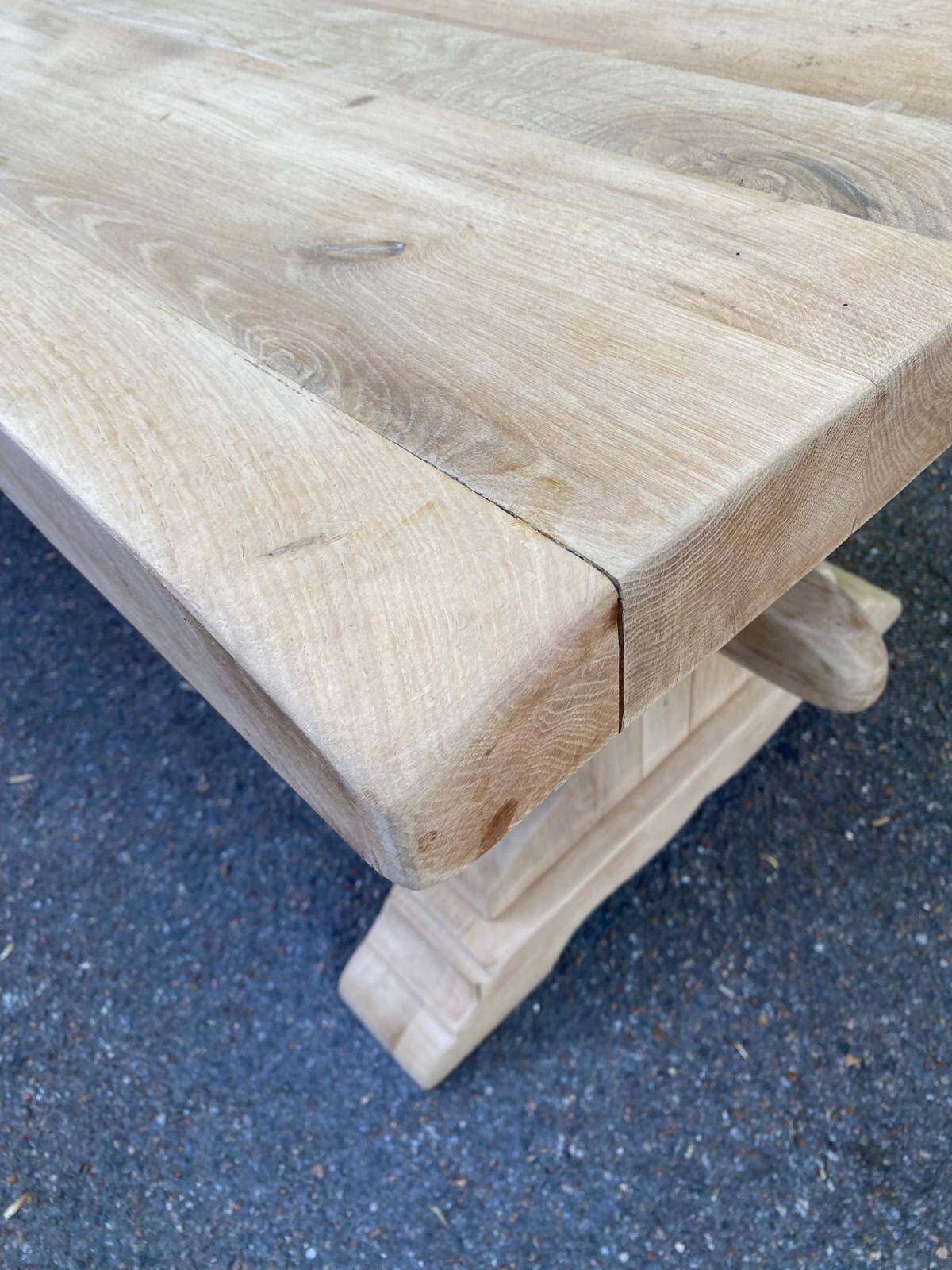 Large stripped solid oak monastery table – 200 cm