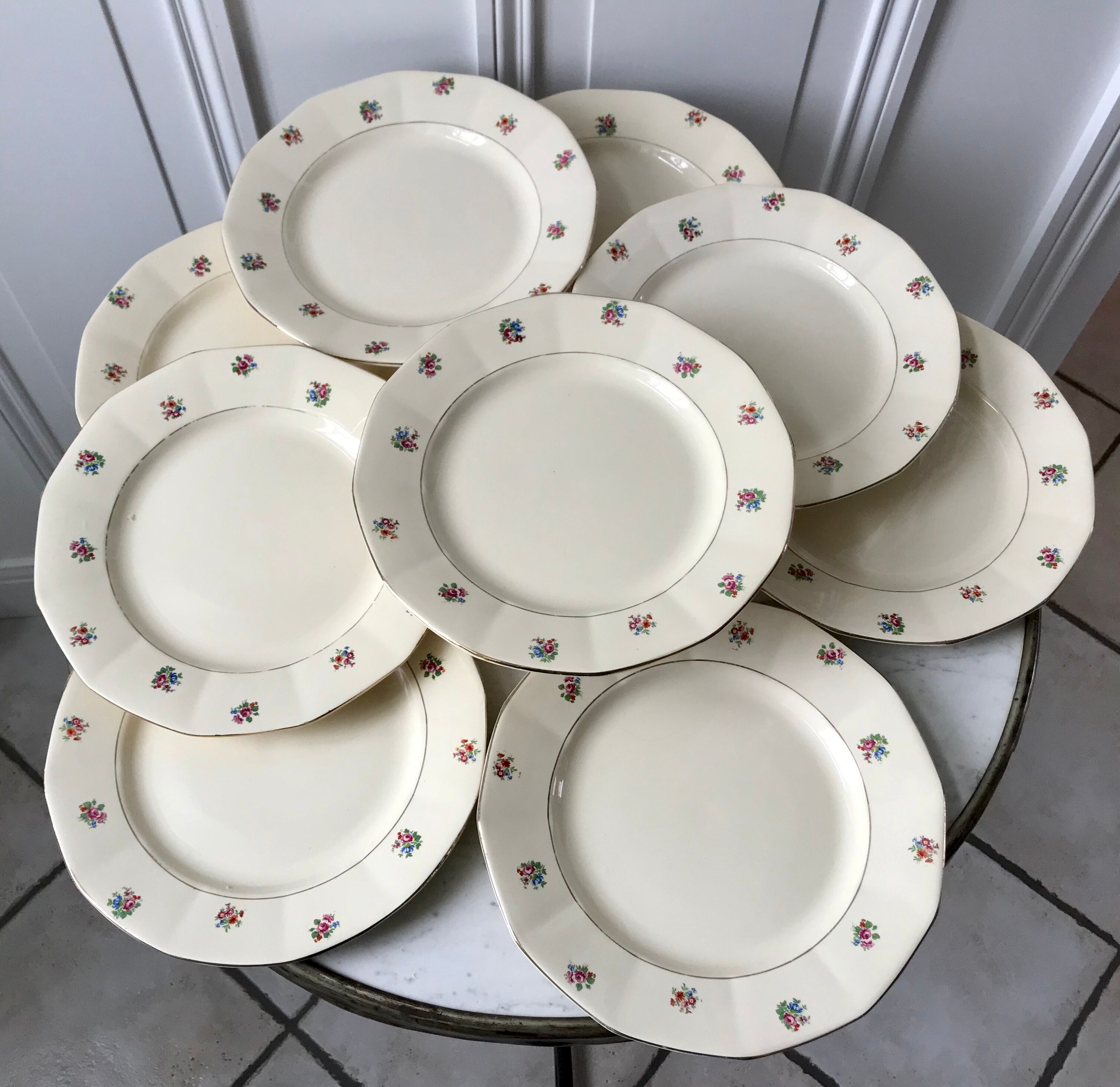 Set of 9 flat plates Digoin Sarreguemines years 40-50