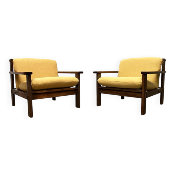 Ensemble de fauteuils lounge brutalistes vintage, années 1960