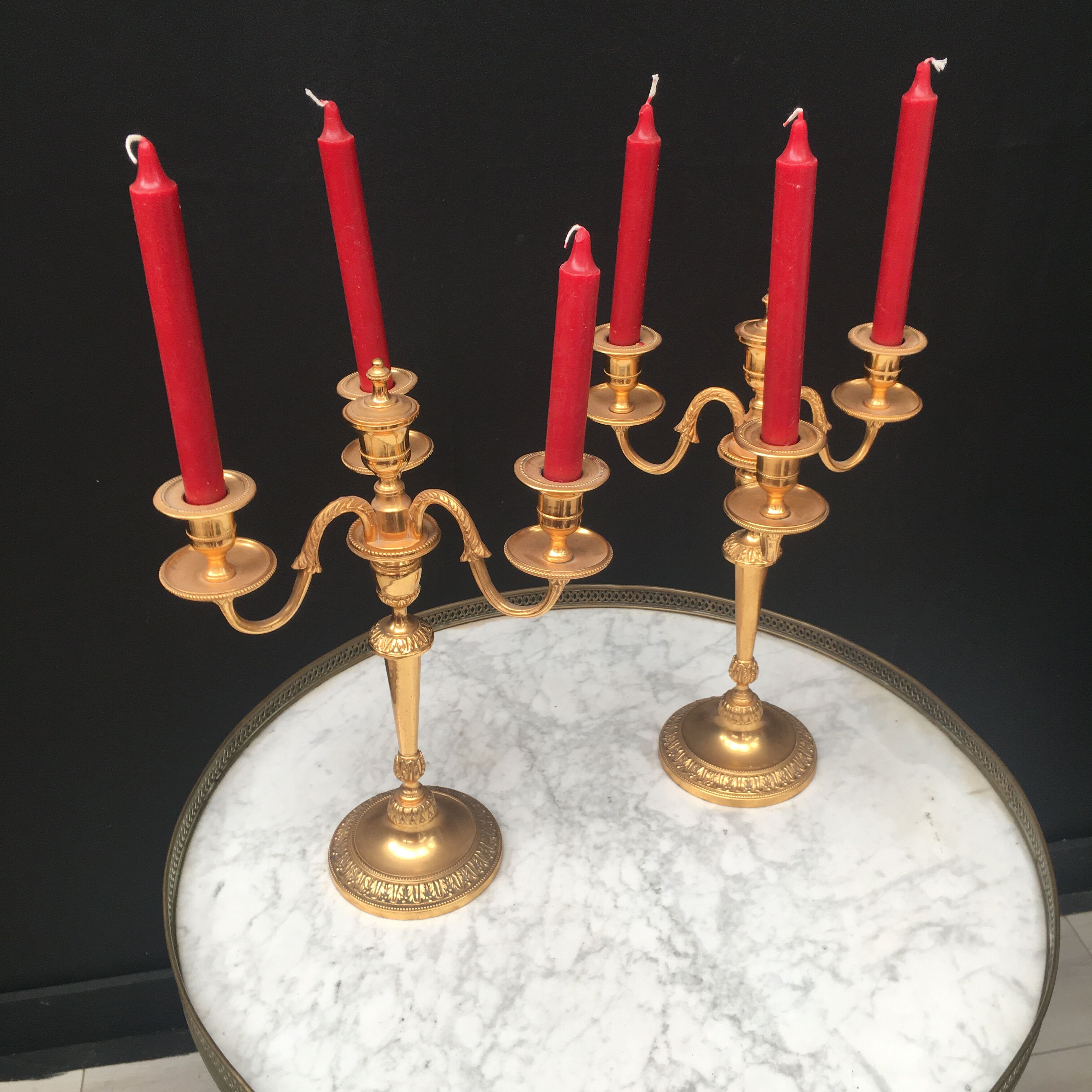 Pair of 3-branch candlesticks