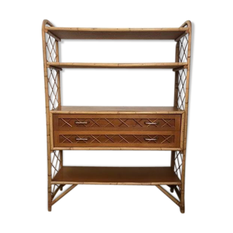Vintage rattan bookcase years 60