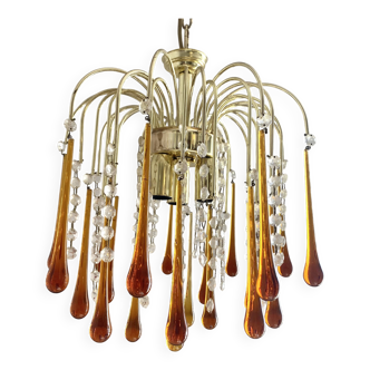 Murano glass waterfall chandelier with tassels and water drops