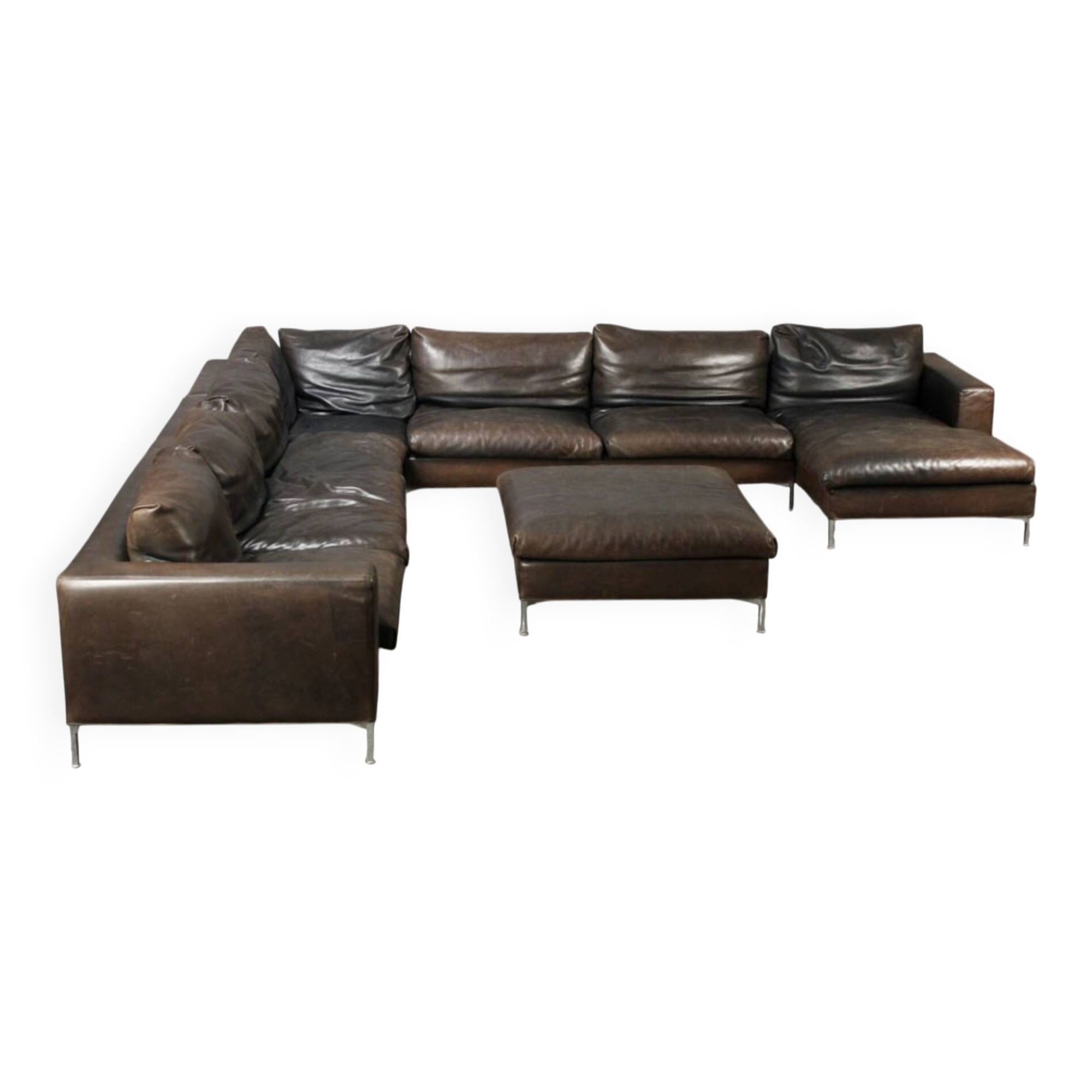 Gigantic modular leather sofa design for 12 people.