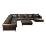Gigantic modular leather sofa design for 12 people.