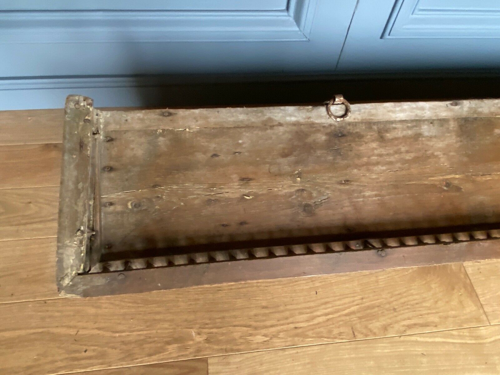 Italian floor patina green 1900 wood turns polychromy