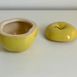 Yellow glazed ceramic box in the shape of an apple, 1970