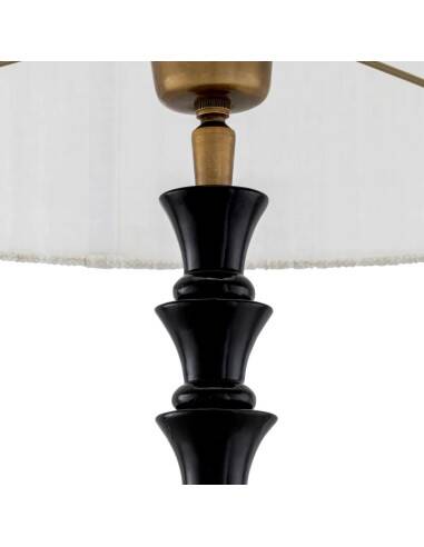 Pair of black piano lacquered table lamps with black granite base.