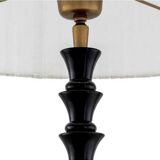 Pair of black piano lacquered table lamps with black granite base.