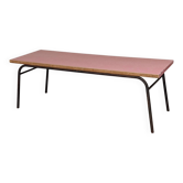 Large canteen table in pink formica and metal number 4.