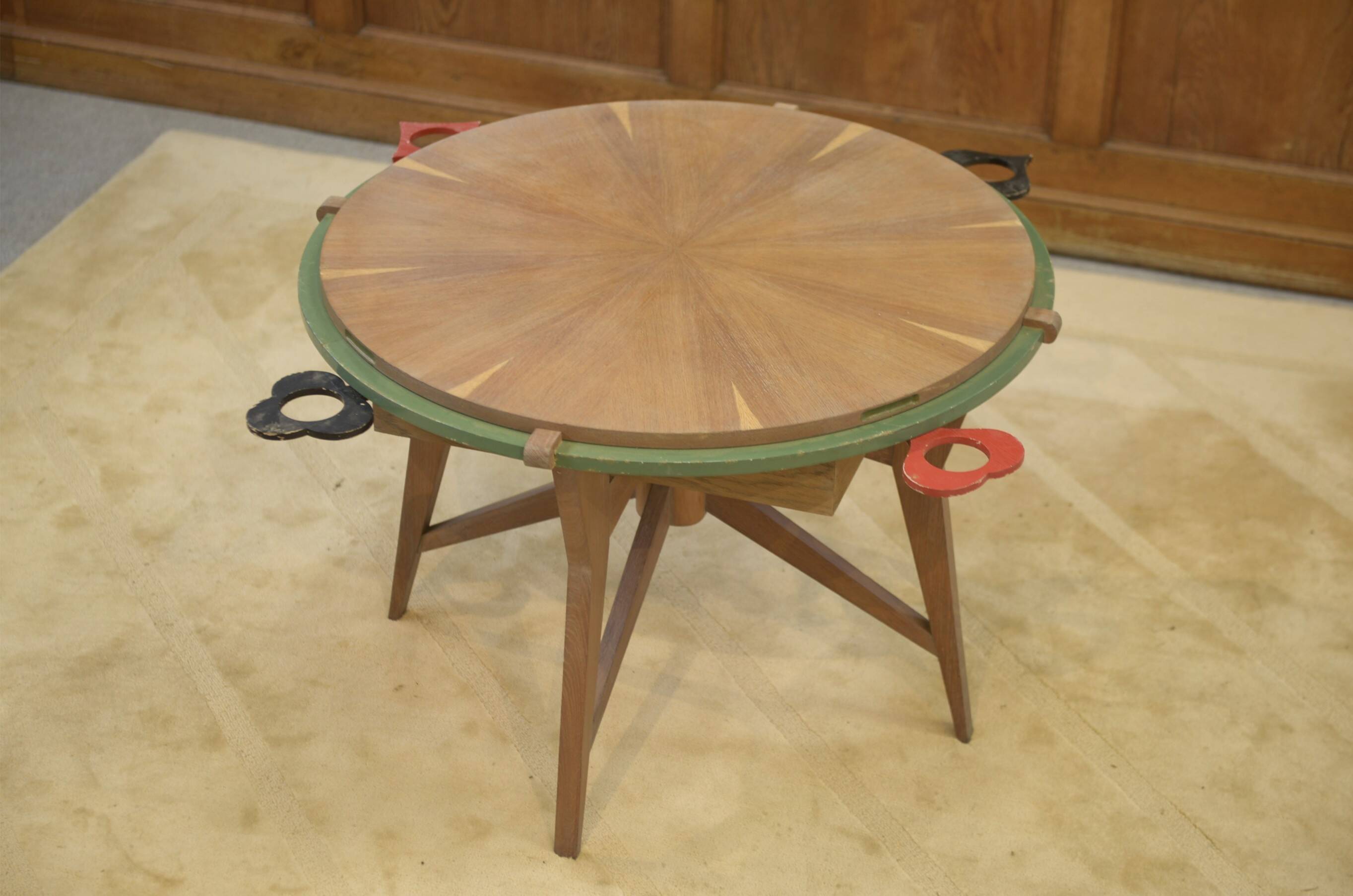 Table de jeux / guéridon en chêne 1940’s