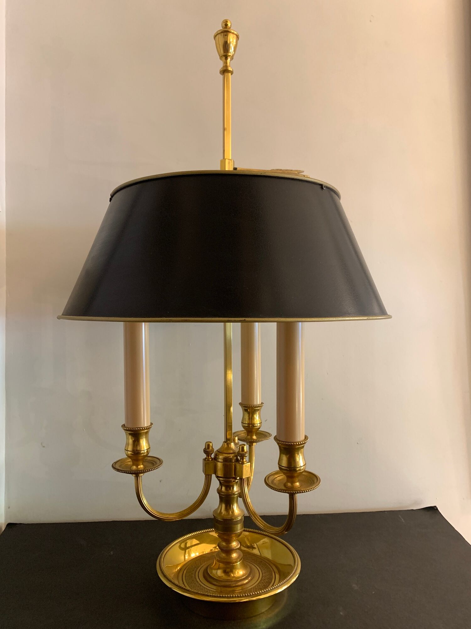 Hot water bottle lamp, 3 lights in bronze Lucien Gau, XXth