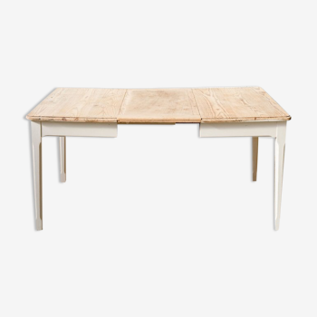 Table de ferme en bois – pied crème