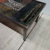 Coffee table in enamelled lava stone