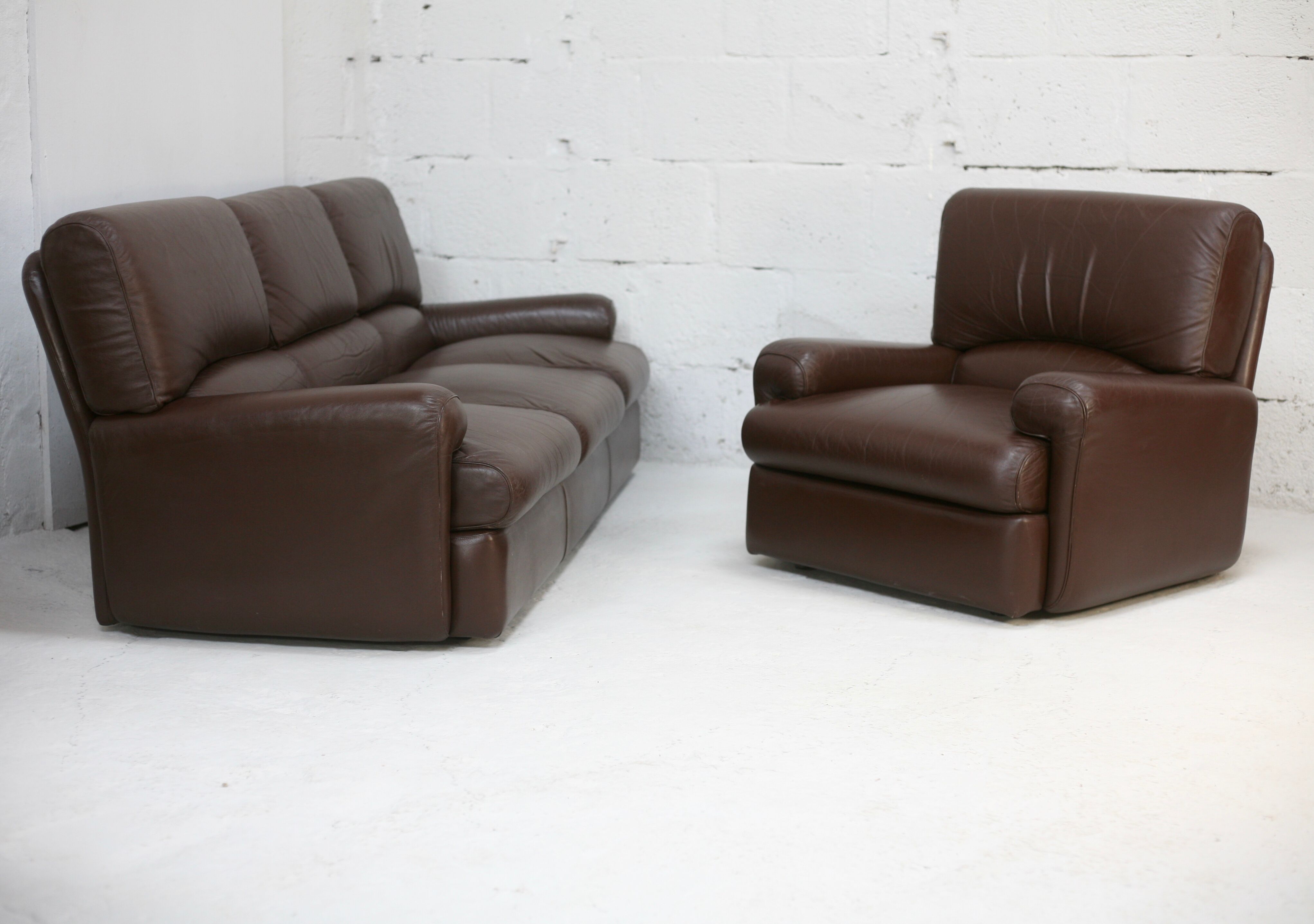 3-seater sofa and leather armchair, Steiner, France, circa 1970