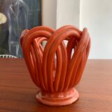 Vintage braided earthenware pot cache