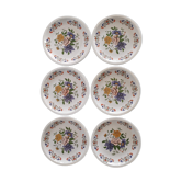 Set of 6 vintage flat plates Moulin des wolves floral motif