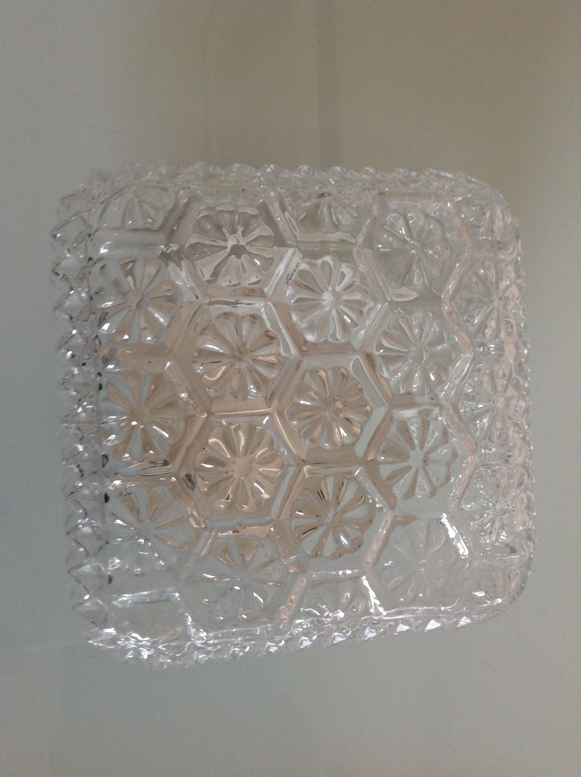 Structured /vintage square glass ceiling lamp 60s-70s
