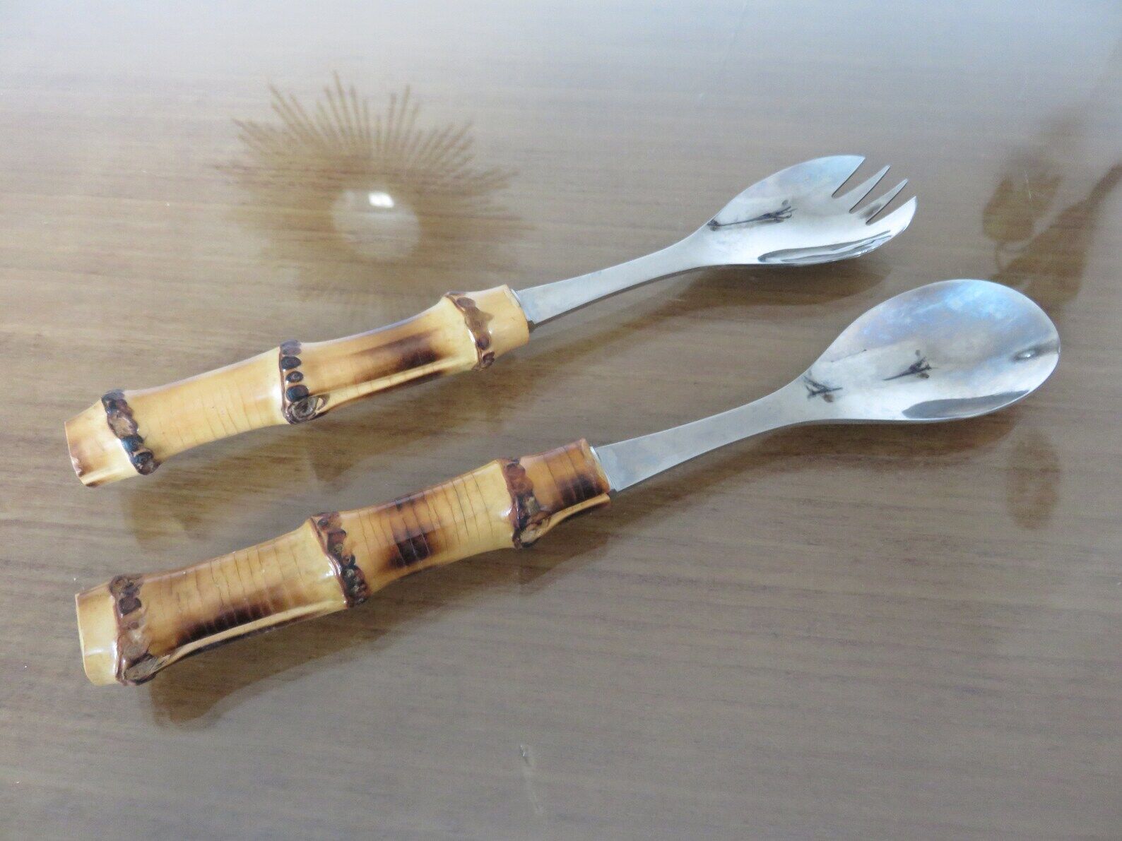 Bamboo sleeve salad cutlery 50s 60s