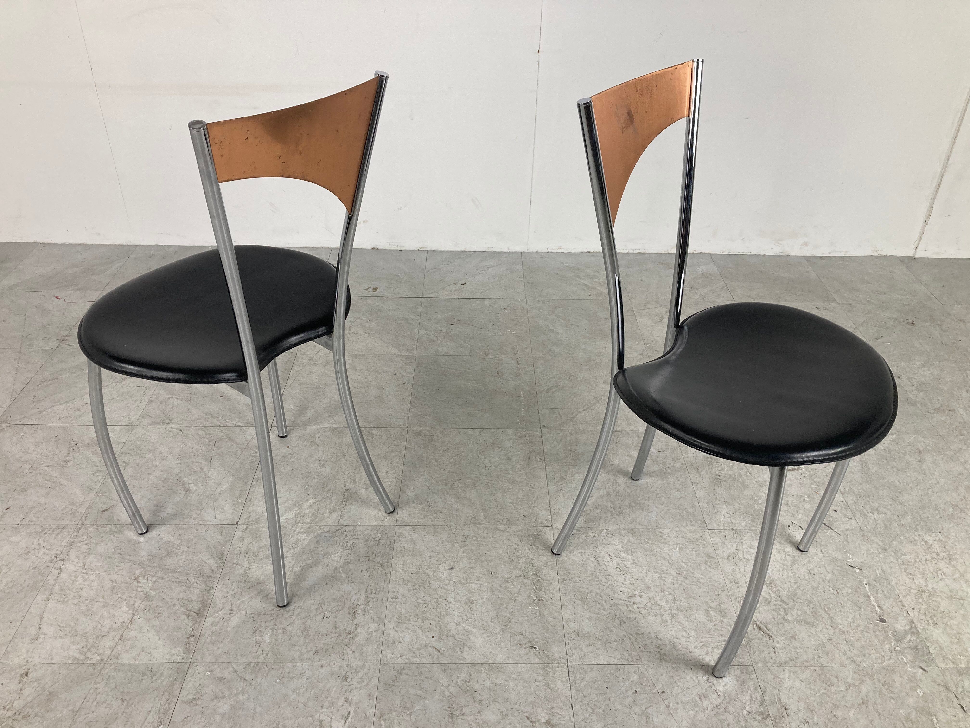 Rare dining chairs in copper by Cattelan italy, 1970s