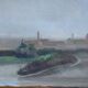 Oil painting on canvas view of Florence San Frediano early 1900