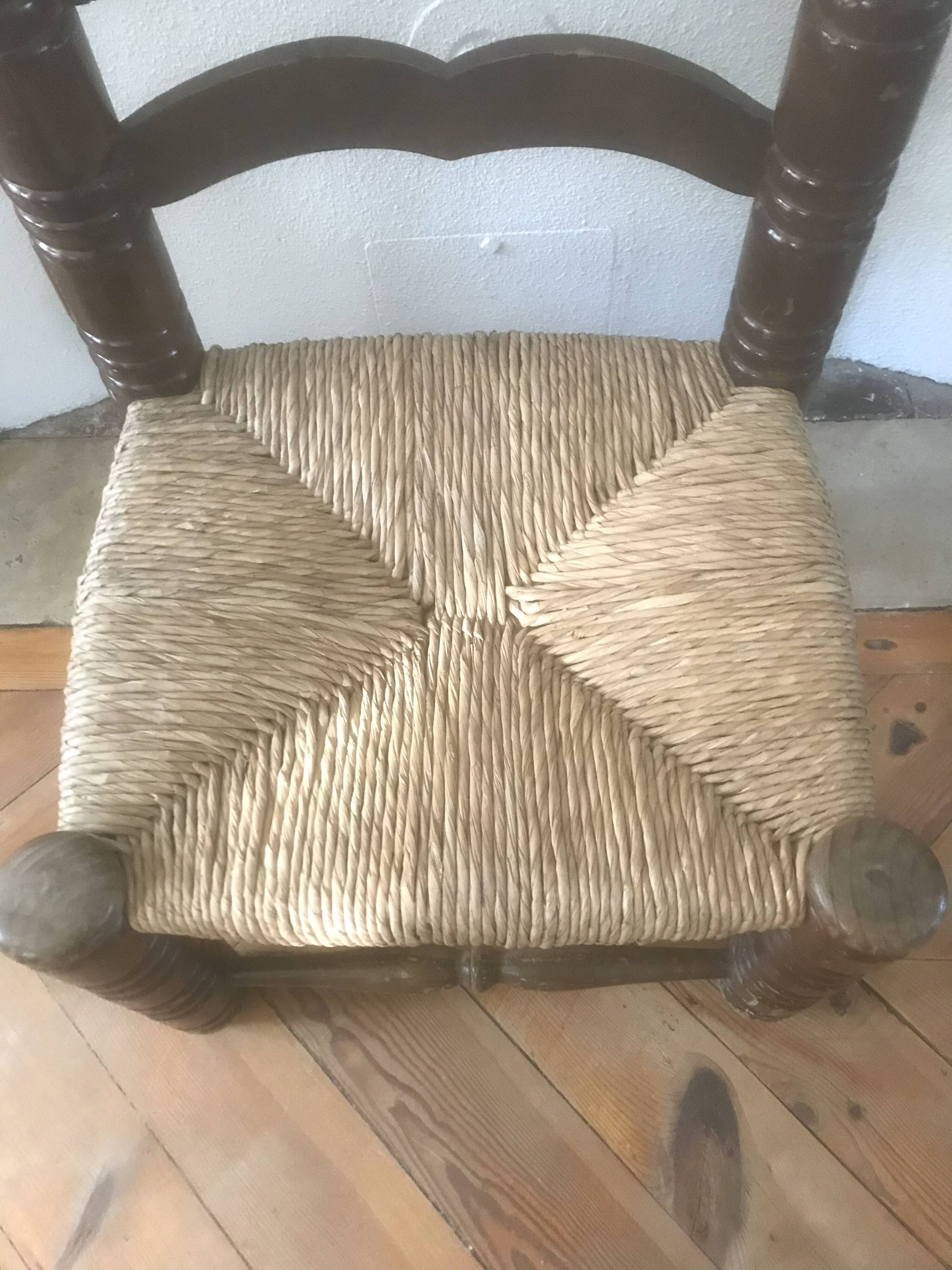 Chaise bois paillée style Charles Dudouyt 1940