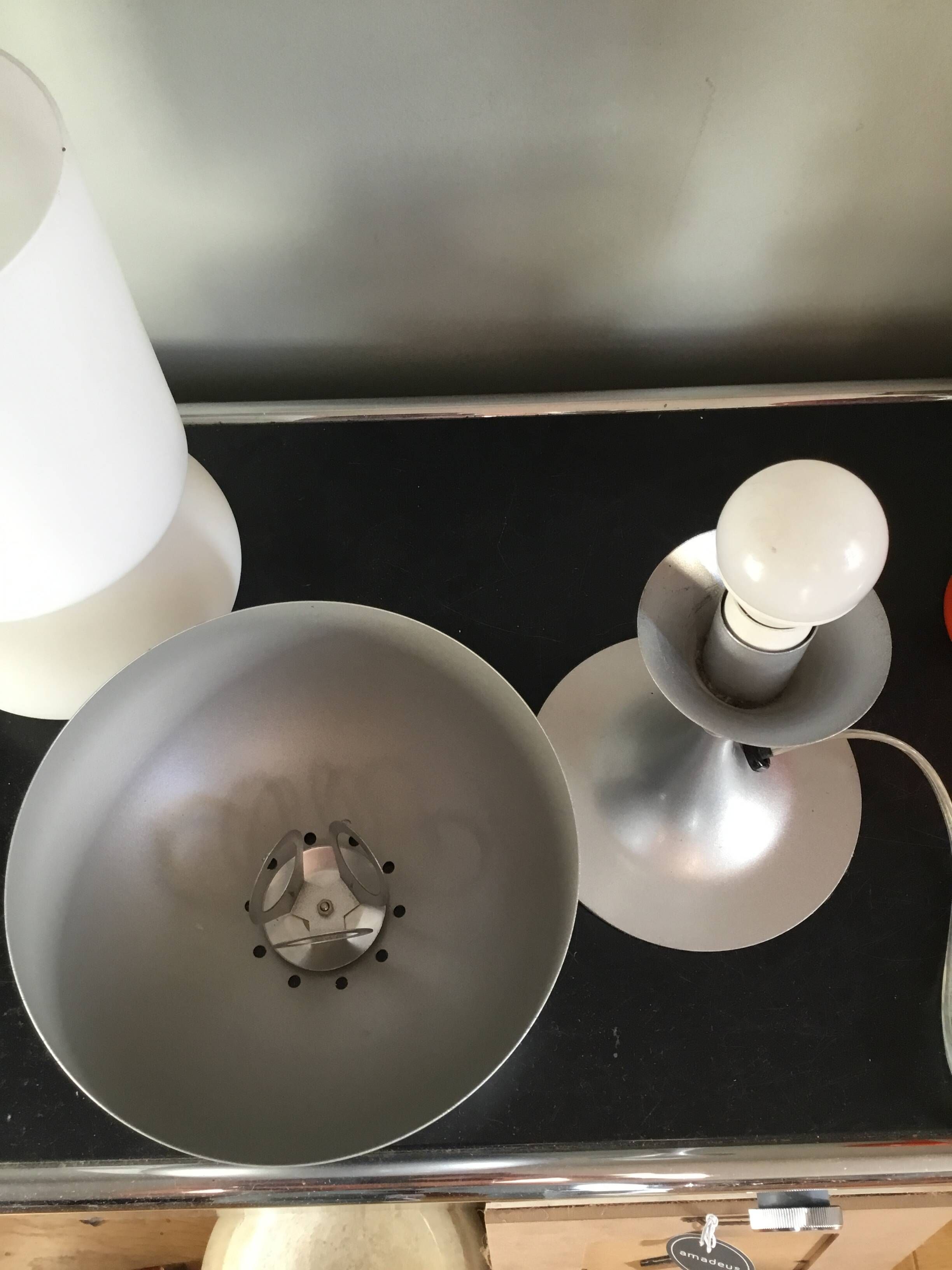 Grey metal mushroom lamp Mathias