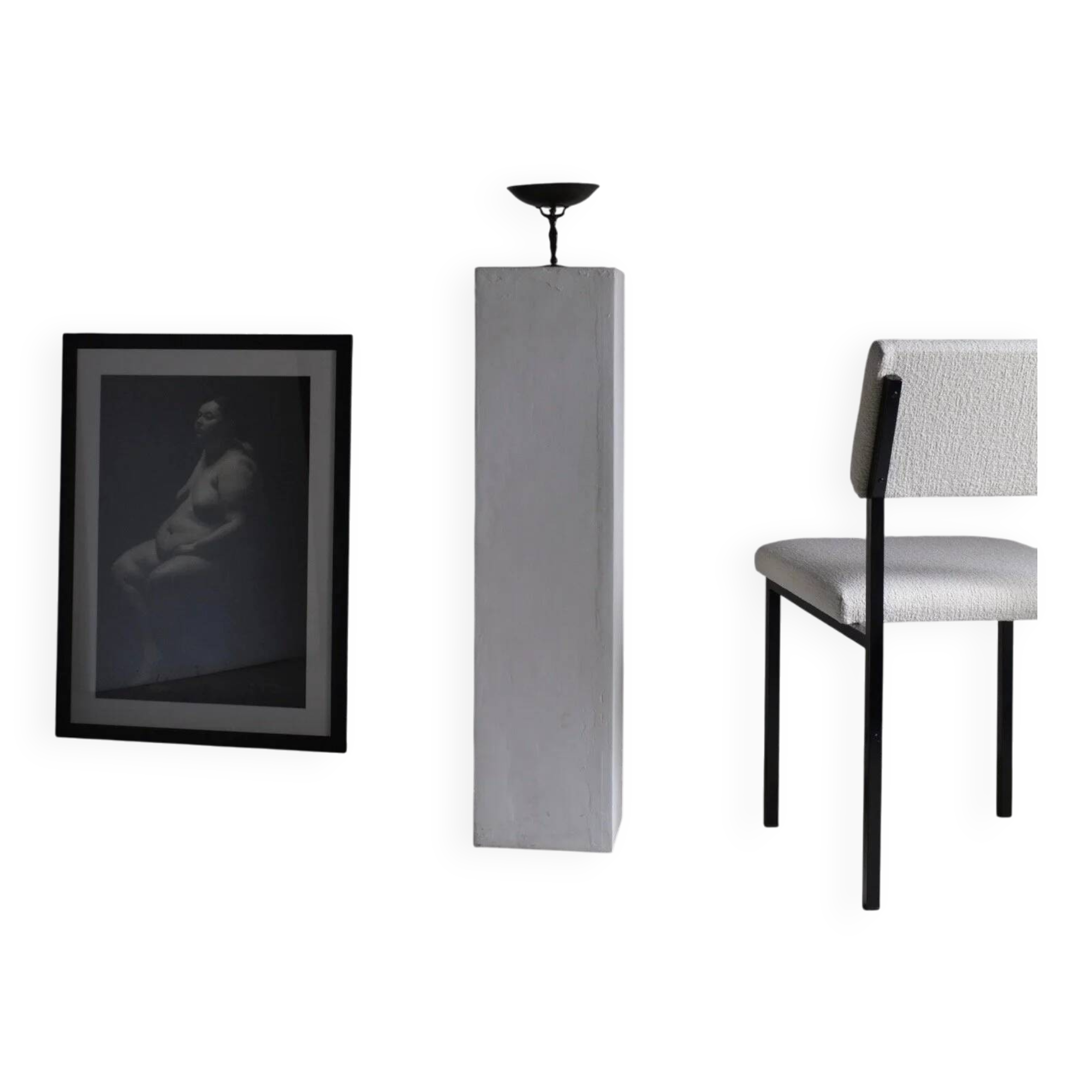 White boucle black metal chairs | Kembo | Netherlands | 1960s