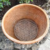 Braided wicker pot cover, vintage 60s/70s