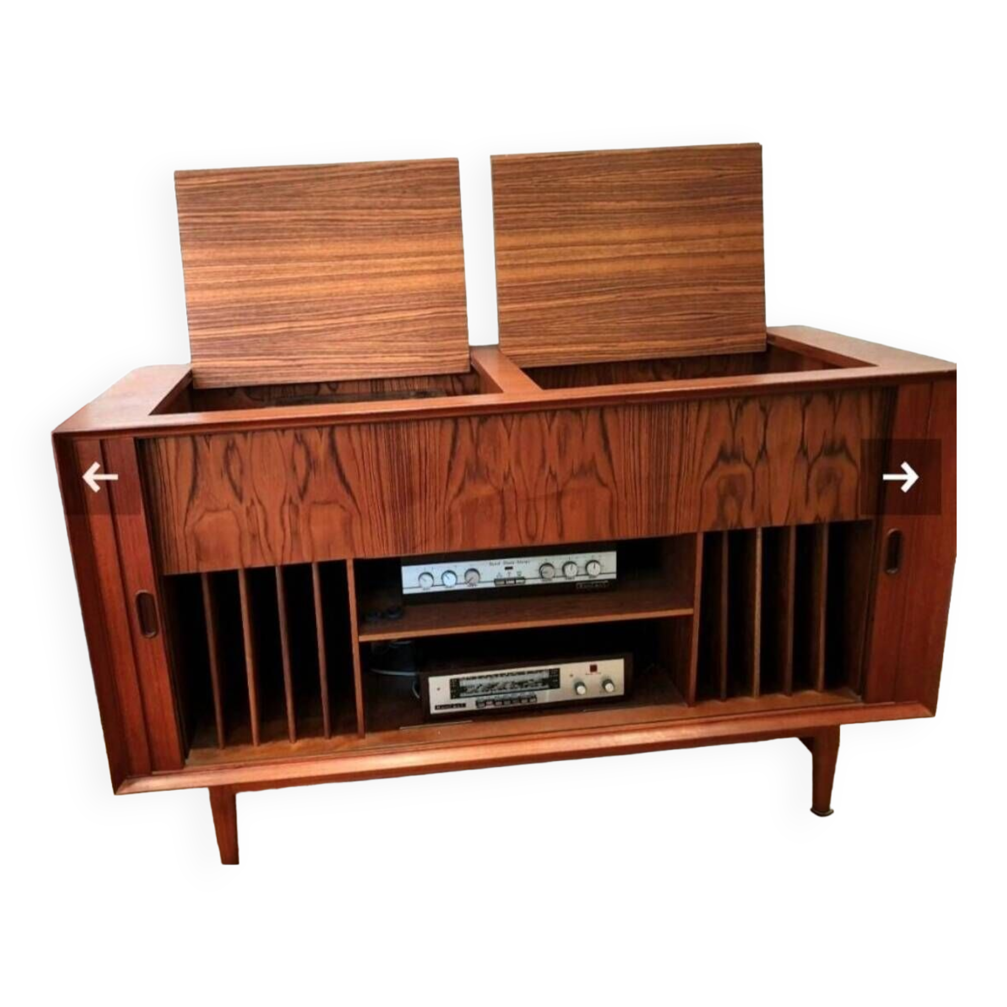 Danish sideboard by Arne Vodder for Sibast Danmark / Hifi music cabinet with Rio rosewood revolving doors