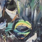 Original Swedish Mid-Century Oil on Canvas "Figures" by Erik Loo(1914-2004) - Vintage & Framed