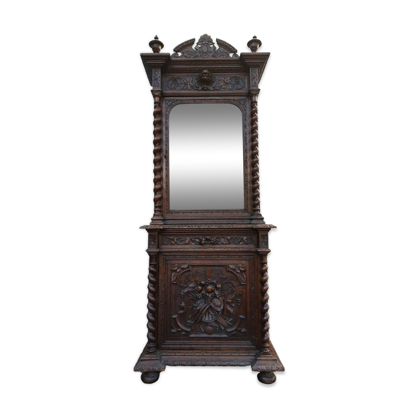 Bookcase showcase in carved oak 19th century