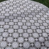 Tablecloth, crochet blanket in white cotton, artisanal and vintage