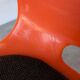 Vintage Overman Meblo Chairs: Orange & Brown Fabric, Stackable - Set of 2