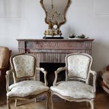 Pair armchairs Louis XV floral convertibles