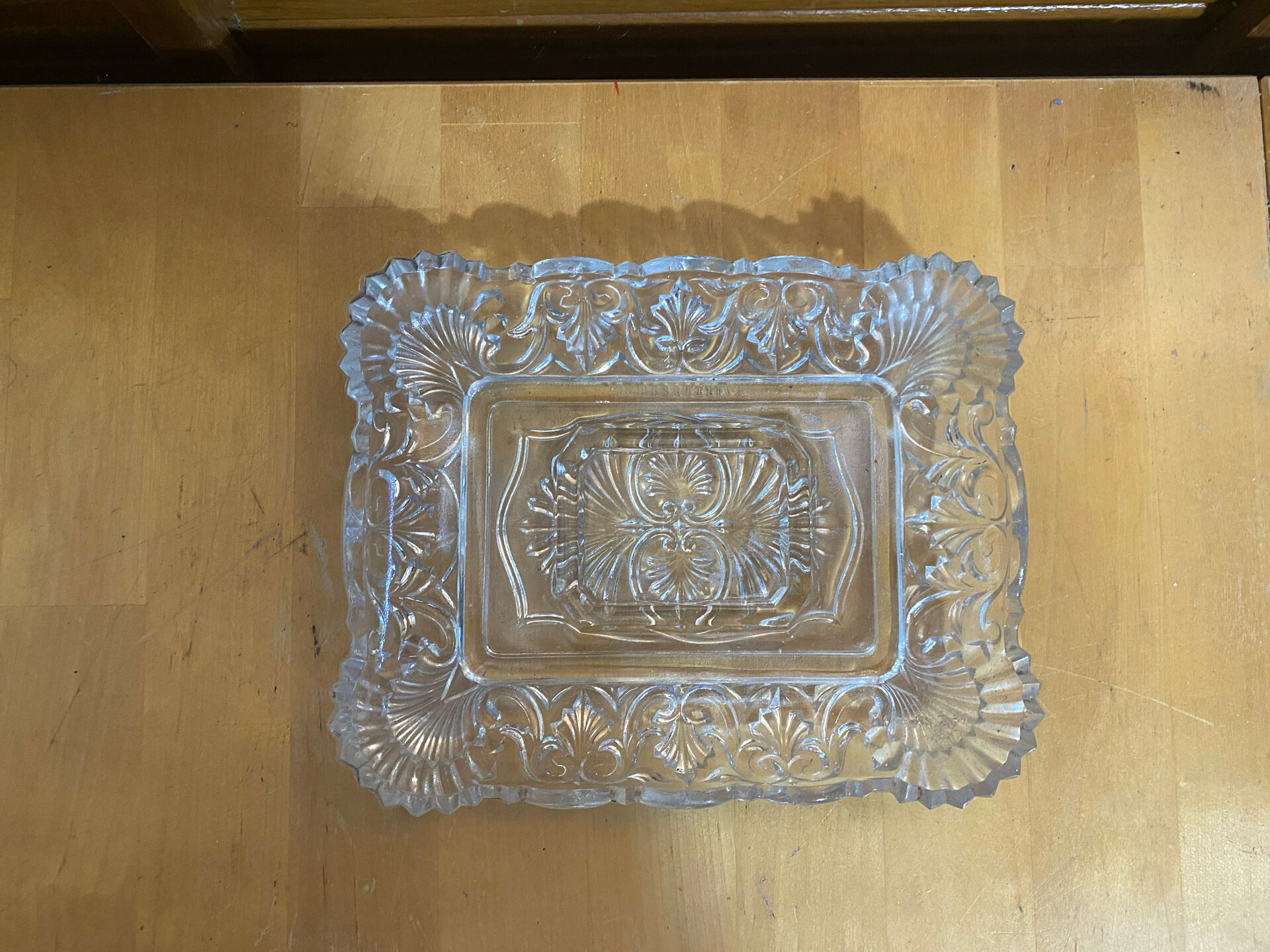 Vintage vallerysthal crystal moulded cut pocket ashtray #