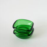 Pair of green colored glass storage compartments, in the Murano style, 1970
