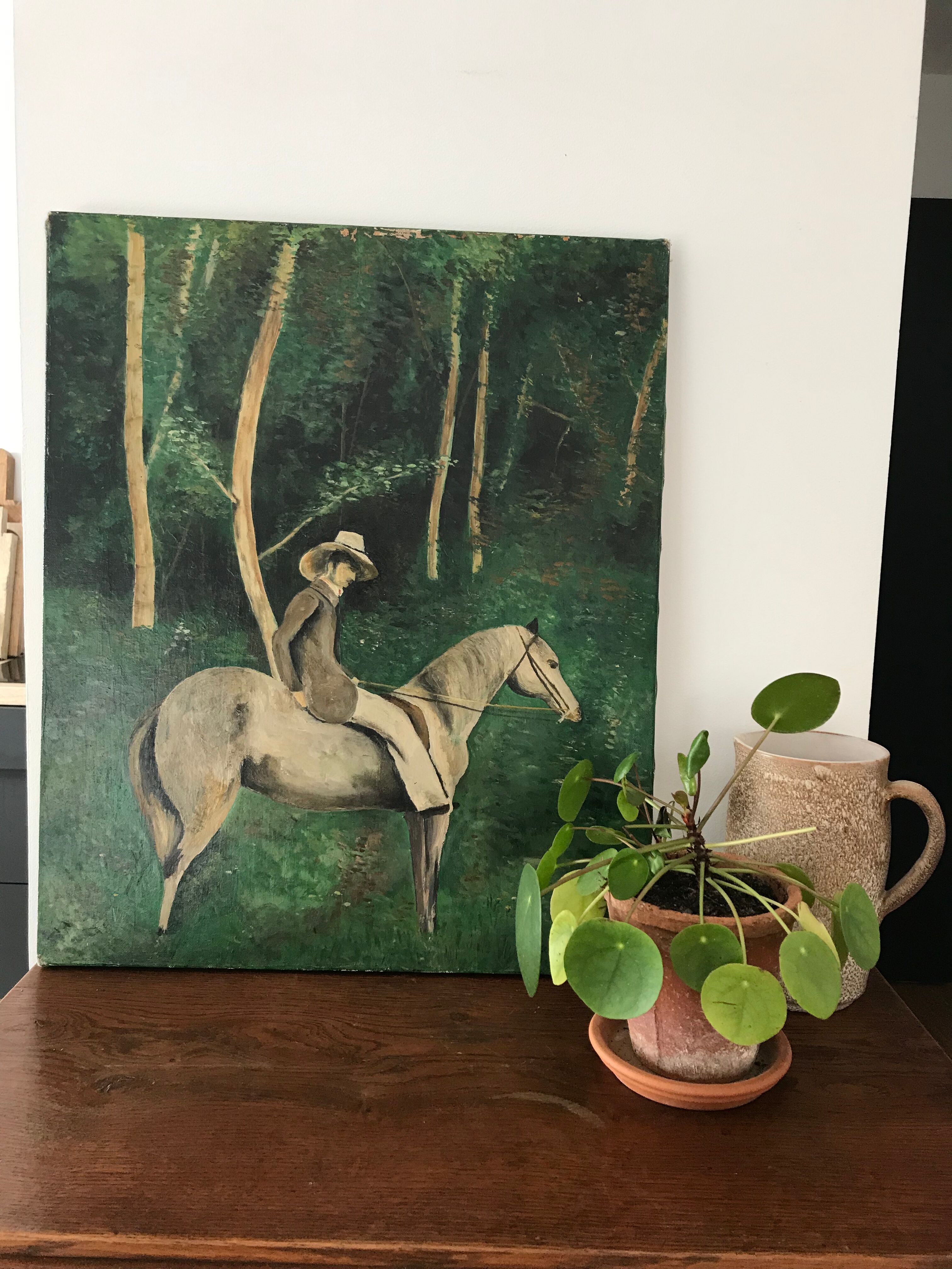 Table oil on canvas "the horse rider"