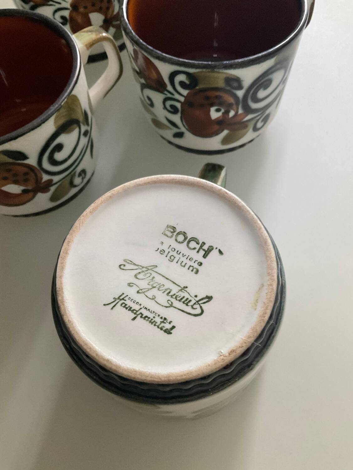 Set of 6 vintage Boch La Louvière coffee cups