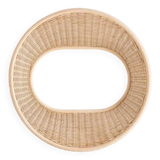 Large concave mirror in woven rattan